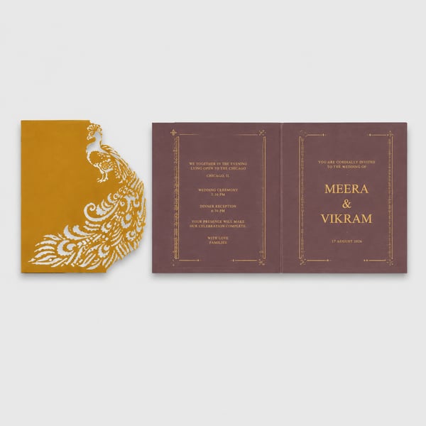 Infinite Peacock Wedding Card Design