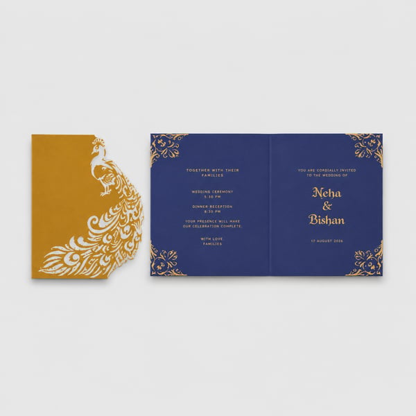 Charm Peacock Wedding Card Design