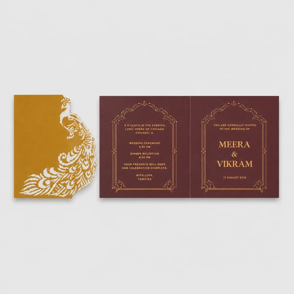 Hazel Peacock Wedding Card Design