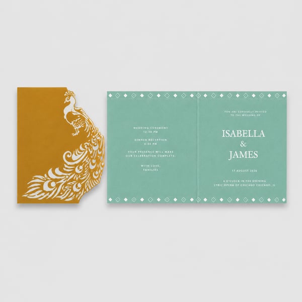  Flora Peacock Wedding Card Design