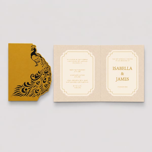 Ivory Gold Wedding Invitation Design
