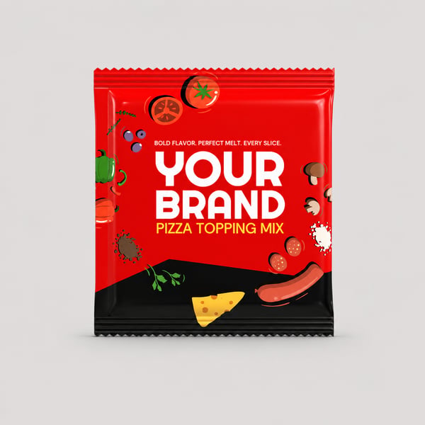 Pizza Topping Mix Sachet Packaging Mockup