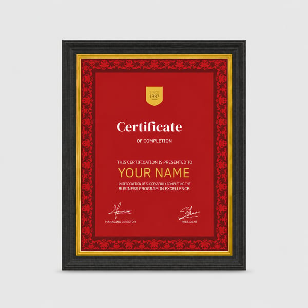 Certificate Frame Gold