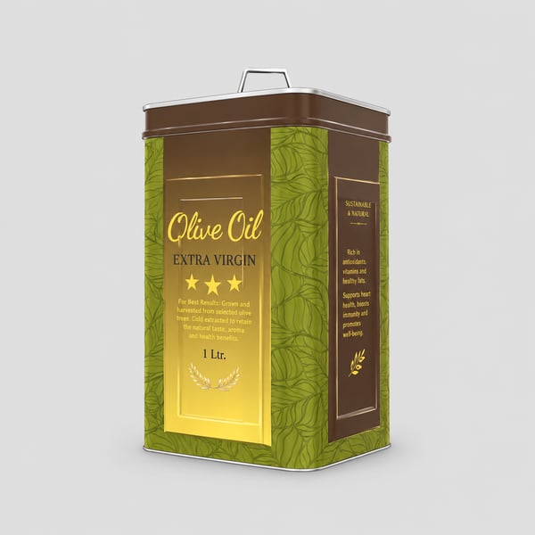 Luxury Green and Gold Olive Oil Tin Packaging Design