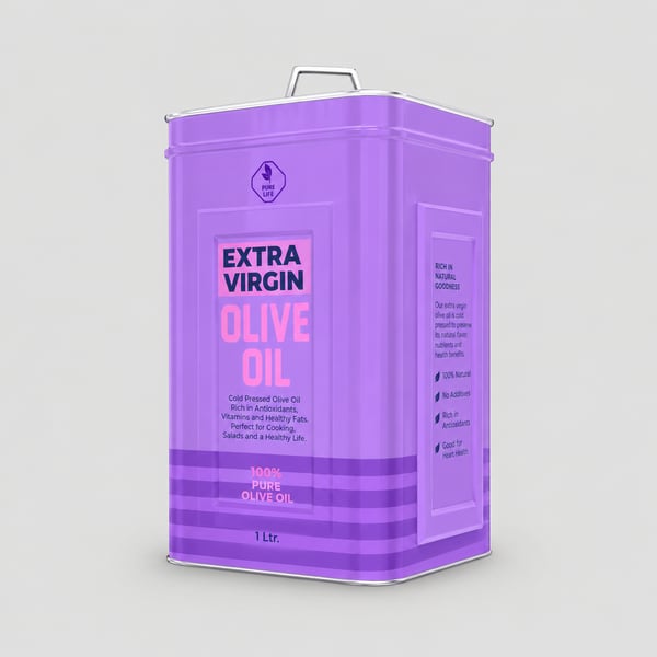 Purple Extra Virgin Olive Oil Metal Container Mockup