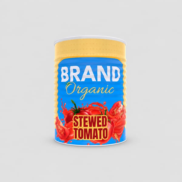 Ribbed Metal Tomato Tin Can with Label Design