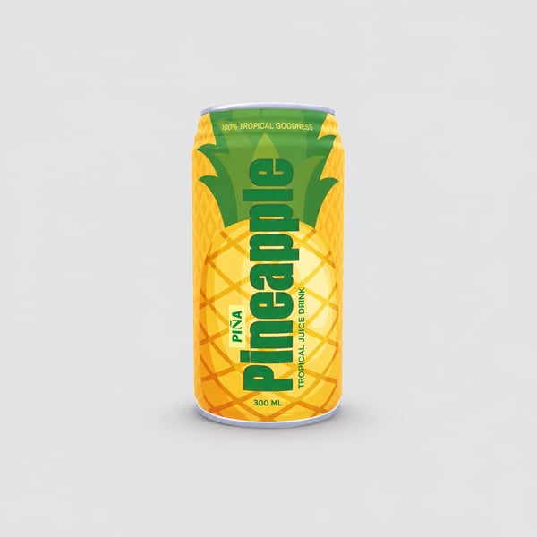 Pineapple Flavoured Fruit Juice Can Design Mockup