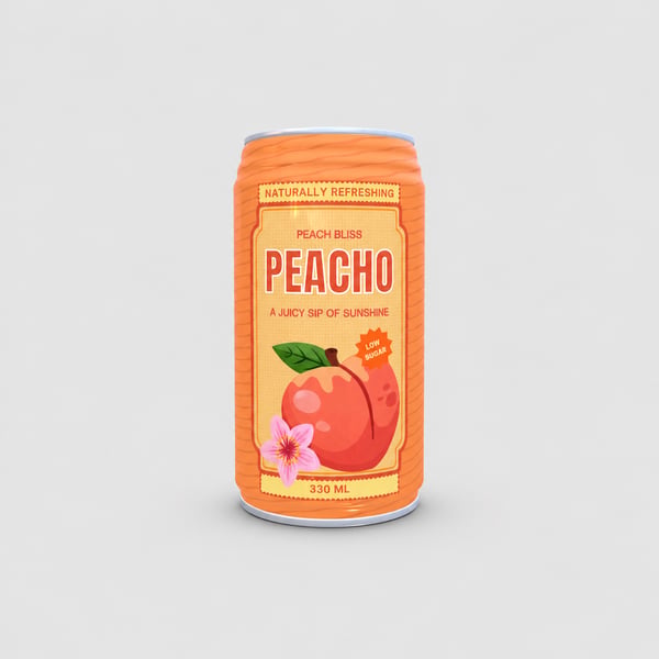 Peach Fruit Juice Can Design Mockup