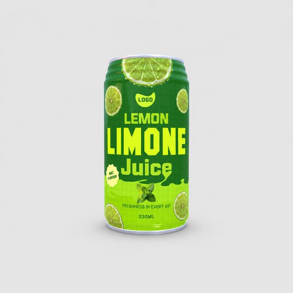 Lemon Flavoured Juice Can Design Mockup