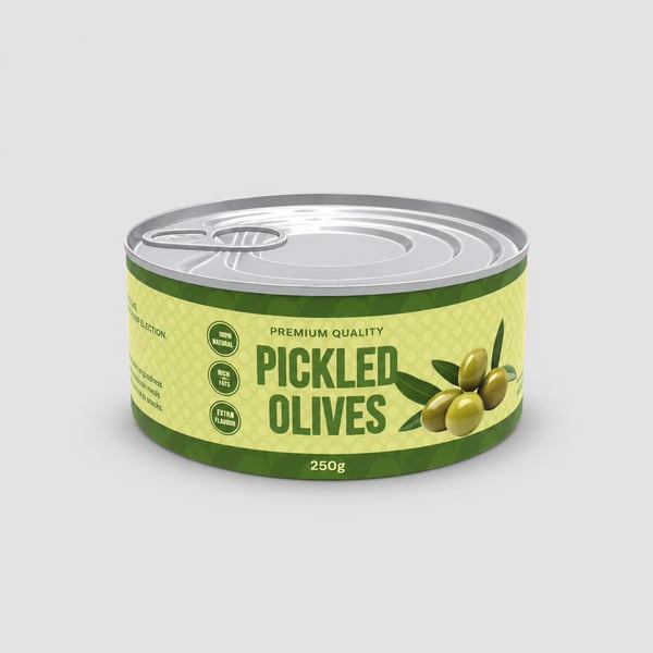 Olives Premium Metal Food Can Mockup
