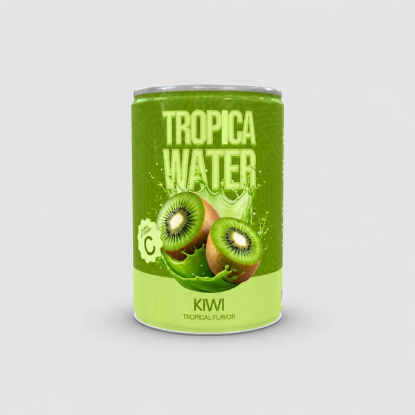 Kiwi Flavored Water Can Packaging Mockup
