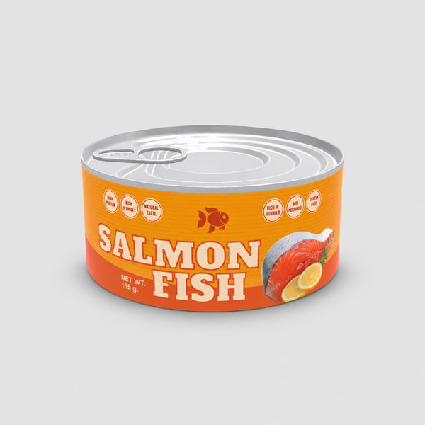 Salmon Fish Metal Food Can Mockup