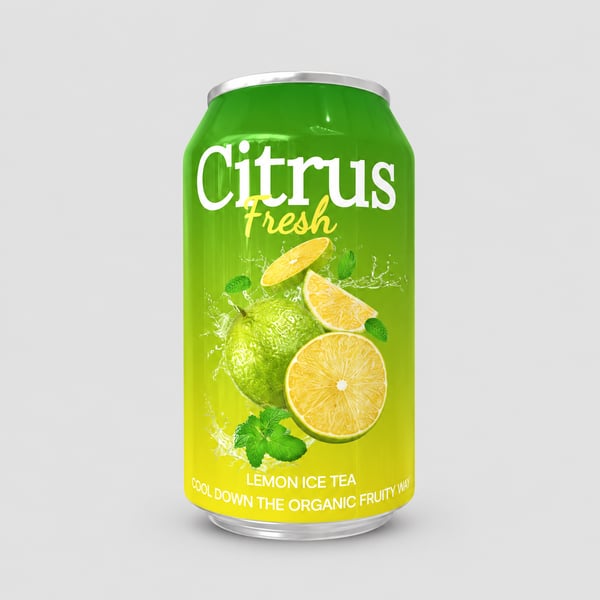 Citrus Fresh Lemon Ice Tea Beverage Can Design