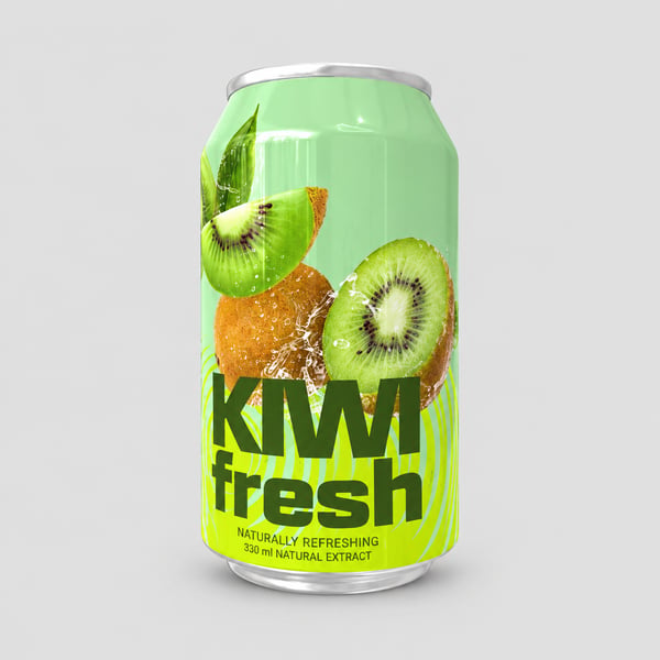 Kiwi Fresh Natural Fruit Beverage Can Design