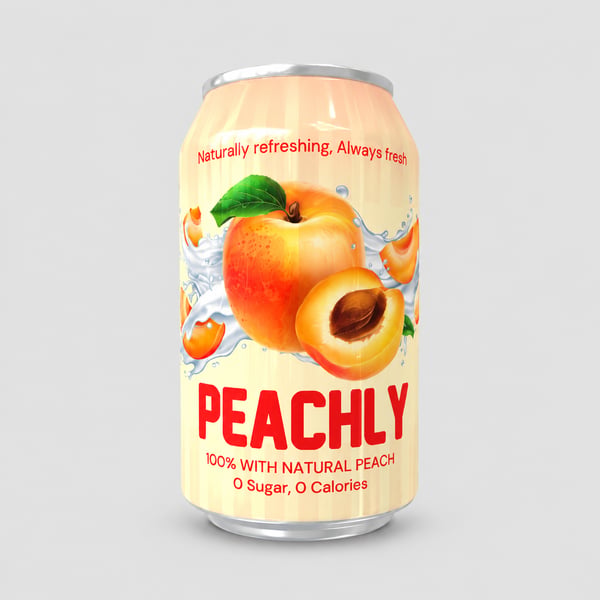 Peachly Fresh Peach Beverage Can Design