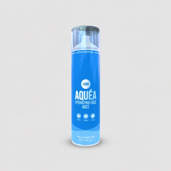 Hydrating Face Mist Cosmetic Pump Can Design Mockup