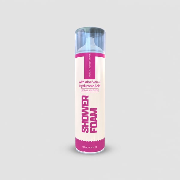 Shower Foam Cosmetic Pump Can Design Mockup