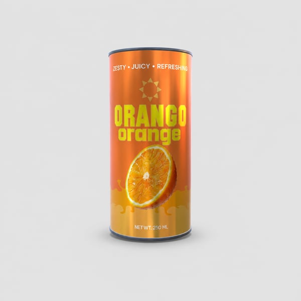 Real Orange Flavour Stainless Steel Can Design Mockup