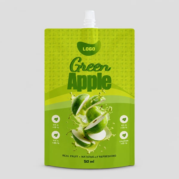 Green Apple Drink Spout Pouch Mockup