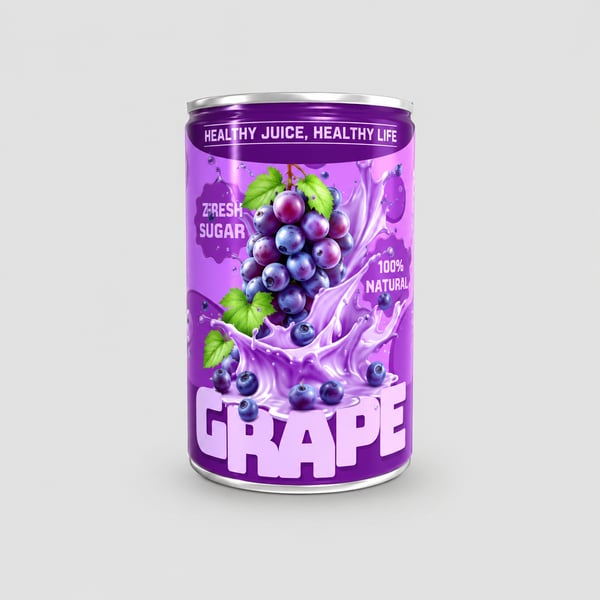 Natural Purple Grape Juice Can Packaging Design