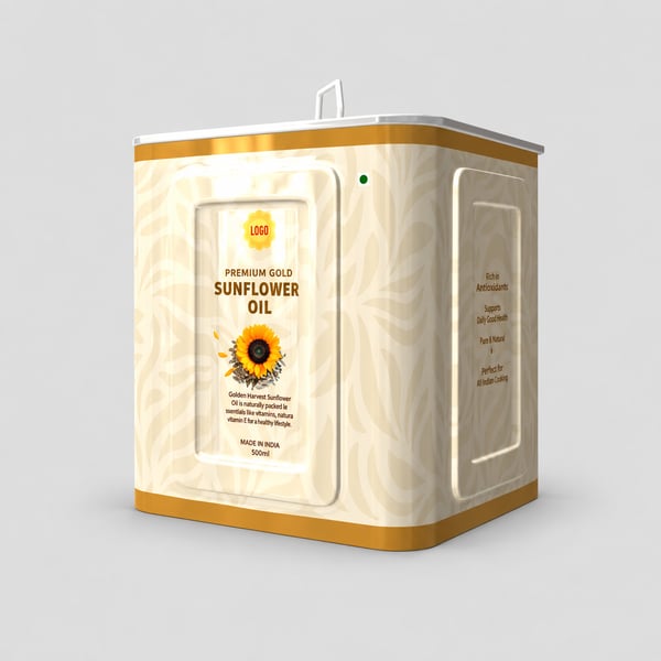 Sunflower Oil Small Rectangular Tin Can Mockup