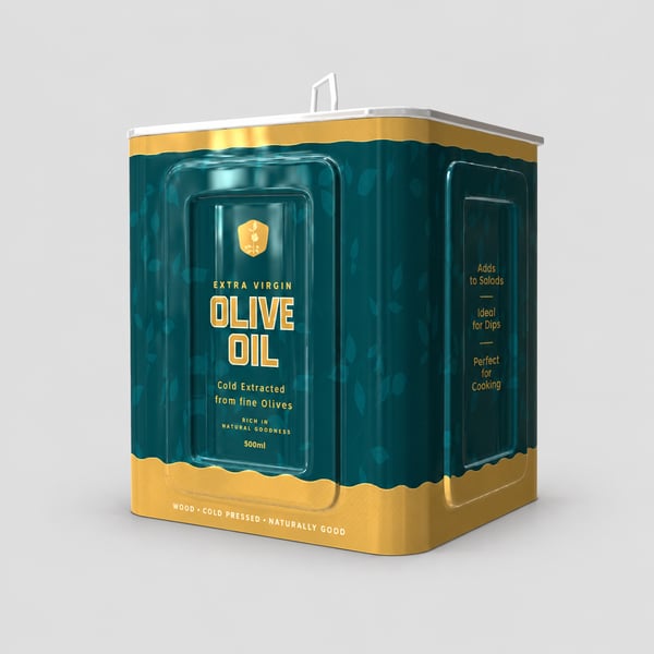Extra Virgin Olive Oil Small Rectangular Tin Can Mockup