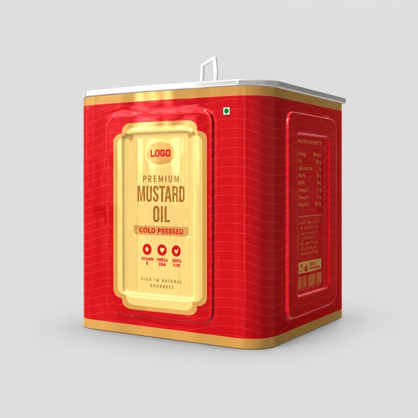 Mustard Oil Small Rectangular Tin Can Mockup