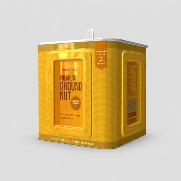 Ground Nut Oil Small Rectangular Tin Can Mockup