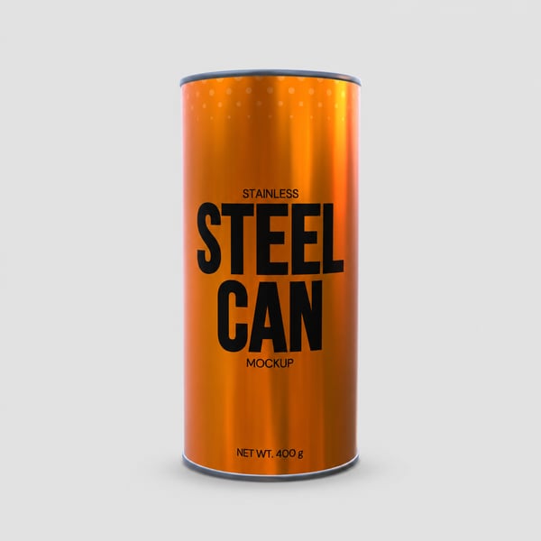 Stainless Steel Food Packaging Can Mockup