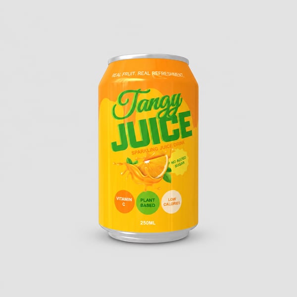 Tangy Fruit Juice Beverage Can Design Mockup