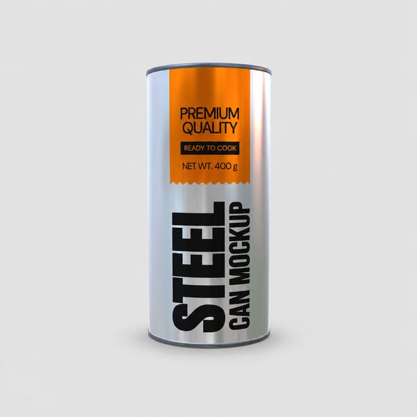 Premium Stainless Steel Can Packaging Mockup