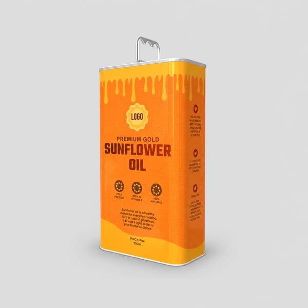 Premium Sunflower Oil Tall Can Design Mockup