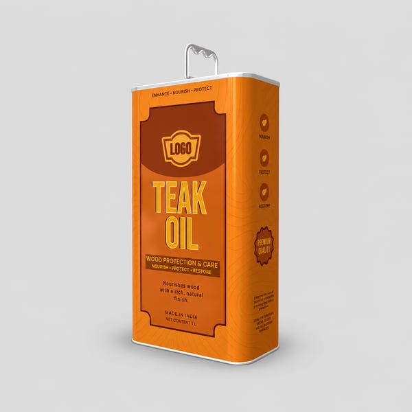 Teak Oil Tall Can Design Mockup
