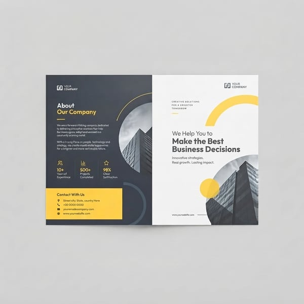Yellow Navy Skyline Brochure – Brochure · A4 Bi-fold