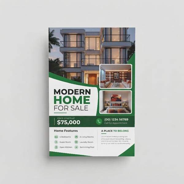 Green Wave Modern Home Flyer – Leaflet · Postcard 6×9″