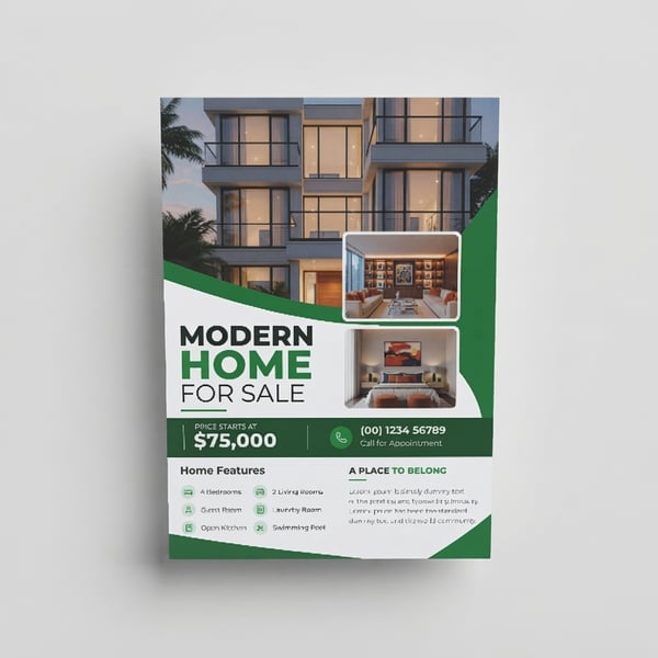 Green Wave Modern Home Flyer – Leaflet · A6