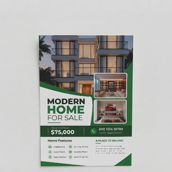 Green Wave Modern Home Flyer – Leaflet · A5
