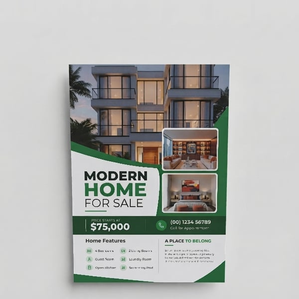 Green Wave Modern Home Flyer – Leaflet · A3