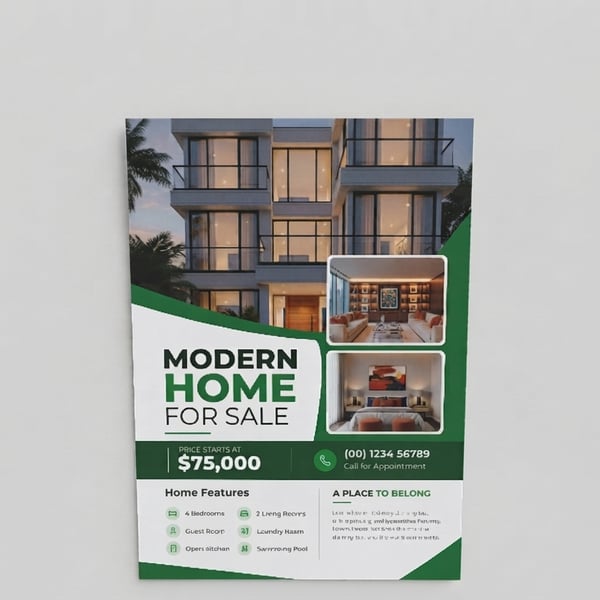 Green Wave Modern Home Flyer – Leaflet · Postcard 5×7″